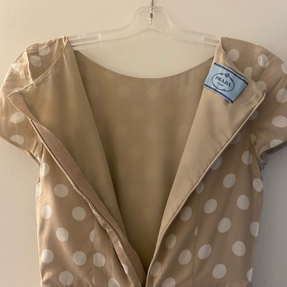 Prada Beige Polka Dot Midi Dress - Picture 5 of 7